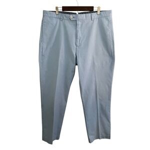 Cremieux Chino Flat Front Cotton Pants Blue Check 38W x 30L‎